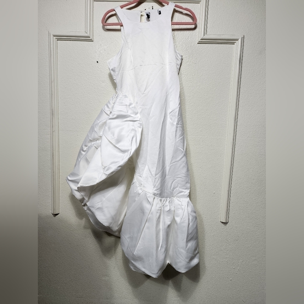 Lulus Magnificent Presence White Ruffled Asymmetrical Midi Dress Wedding Party - Picture 6 of 10
